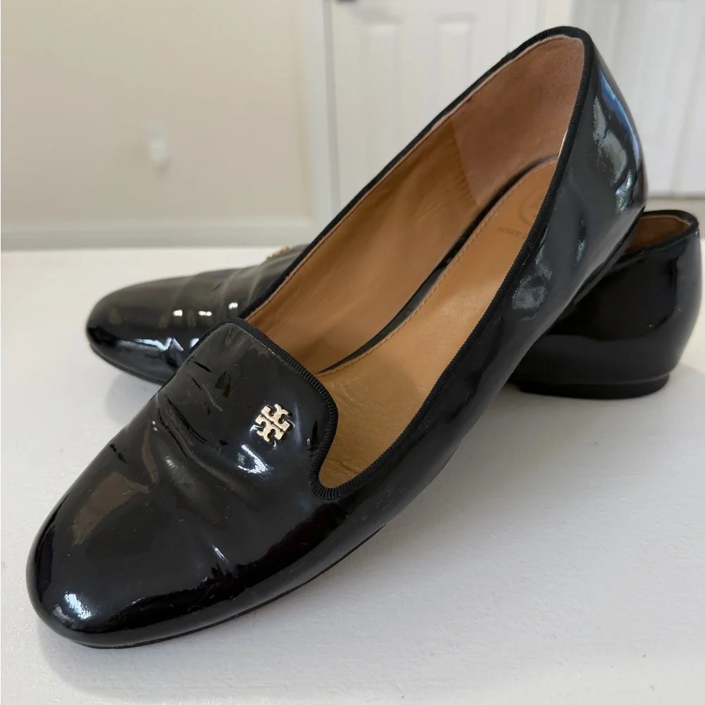 Tory Burch Samantha Black Patent Leather Loafers Size 8 - Picture 3 of 6
